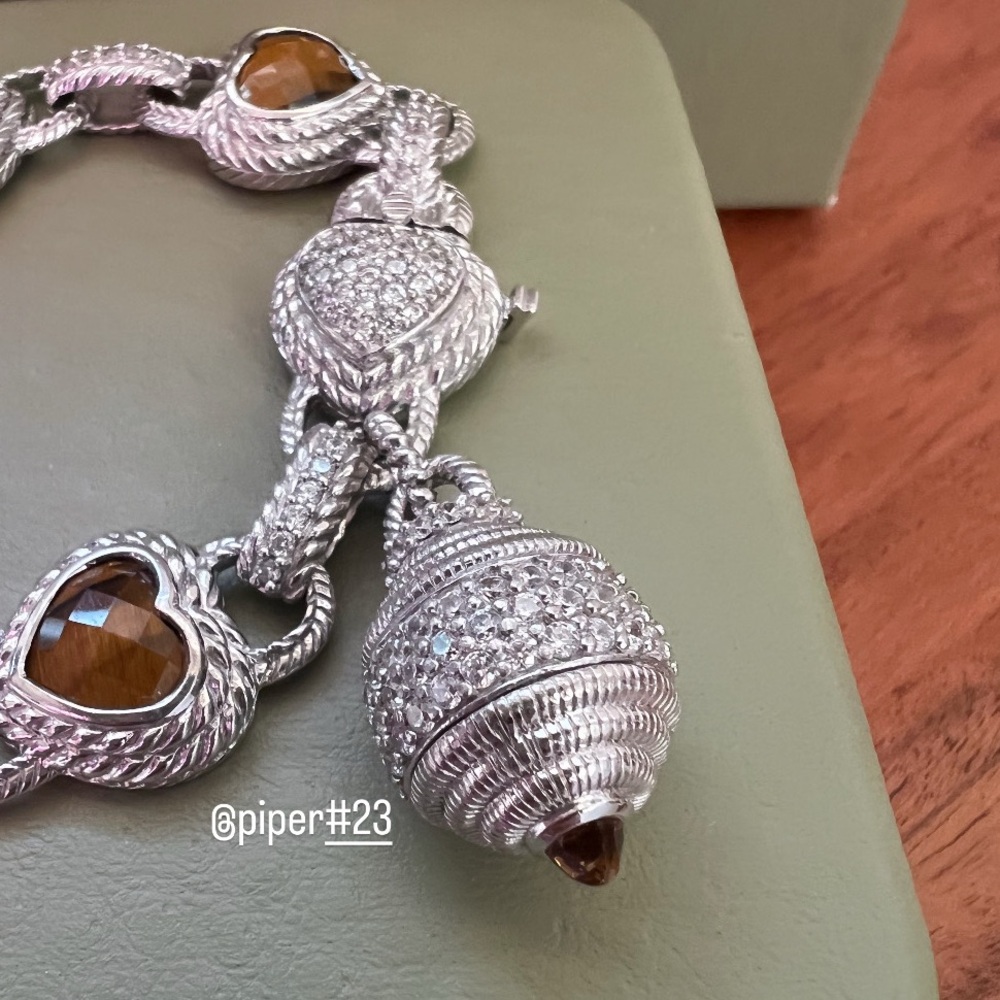 Judith Ripka Turquoise & Tigers Eye Doublet Heart-shaped Bracelet - Picture 4 of 11